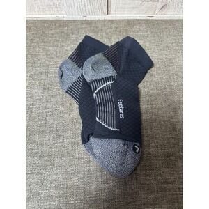Feetures Elite Light Cushion Ankle Running Socks Gray Black Mens Large L